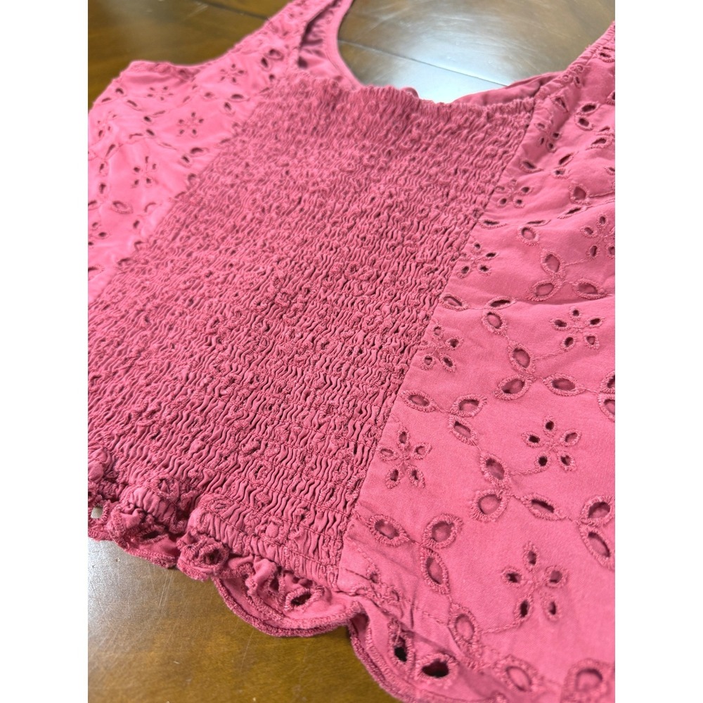 Abercrombie & Fitch Eyelet Tank Top Womens Medium Pink Lace Up Coquette Cottage - Picture 4 of 8